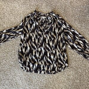 H&M Black and Cream Patterned Blouse